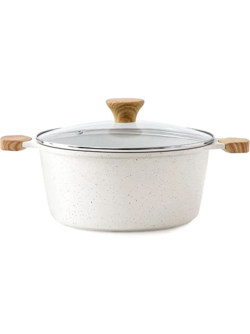 4.5 Quart White Ceramic Nonstick Stock Pot with Lid - Durable, Easy Clean